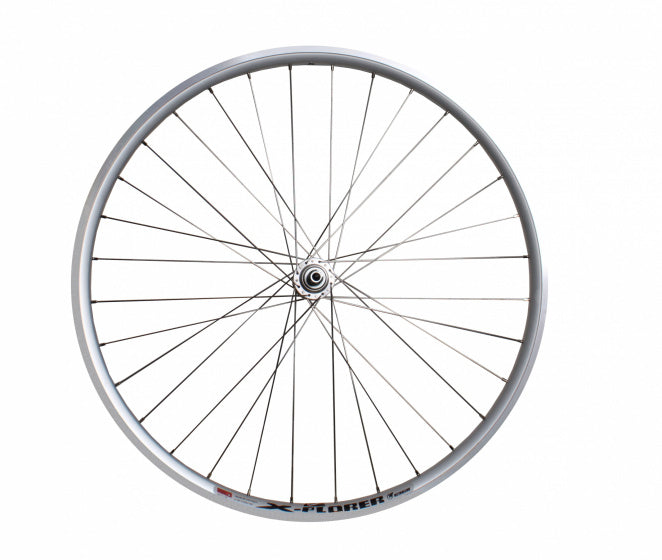 achterwiel 28 inch X-Plorer uitval velgrem 32S zilver