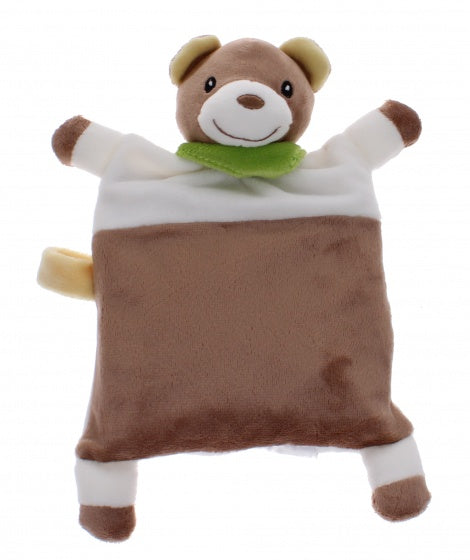 opwarmknuffeldoekje beer 24 cm bruin/wit