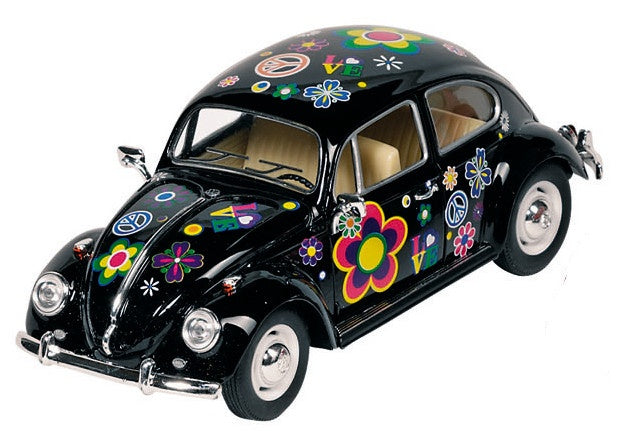 Metalen Volkswagen Kever Bloemen: 17 cm Zwart