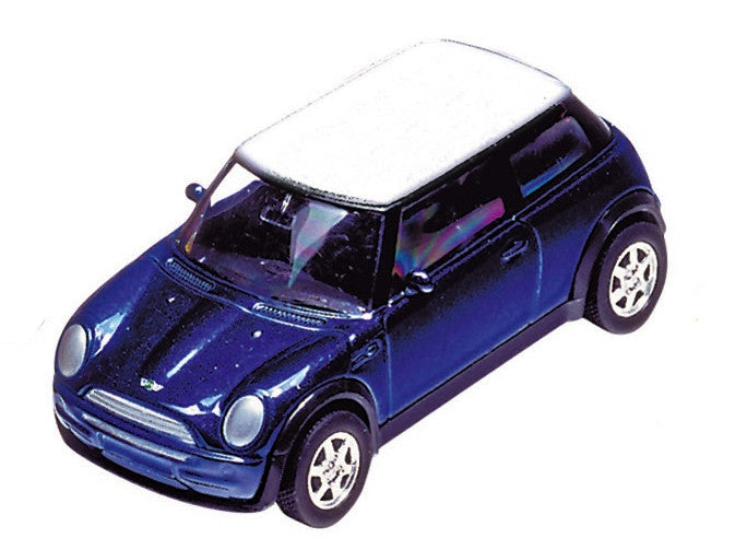 Metalen Mini Cooper: Blauw 7 cm