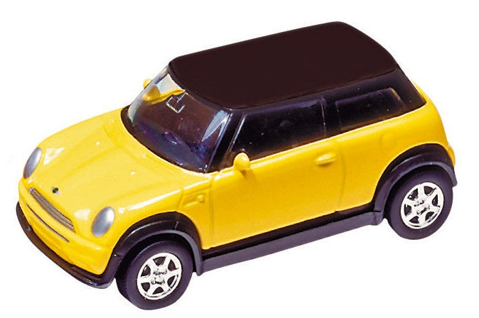 Metalen Mini Cooper: Geel 7 cm