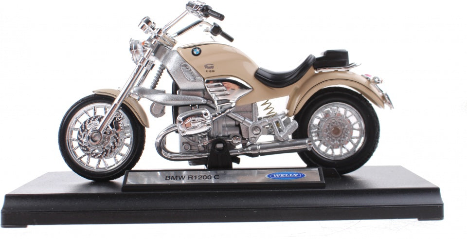 metalen motorminiatuur BMW beige 12 cm