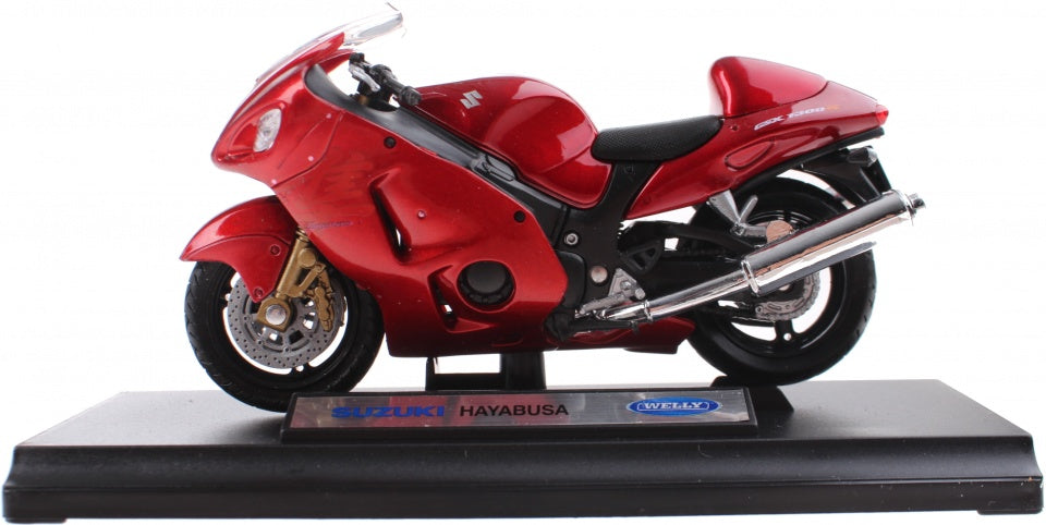 metalen motorminiatuur Suzuki rood 12 cm