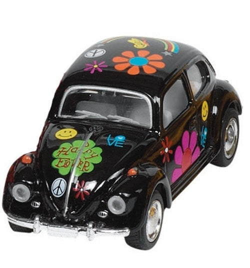 Metalen Volkswagen Klassieke Kever 1967: Zwart Bloemen