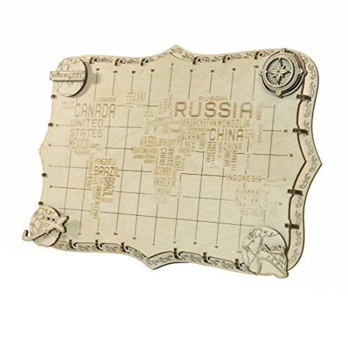 3D-puzzel Wereldkaart 34 x 23 x 2 cm hout bruin