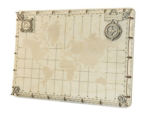 3D-puzzel wereldkaart 35 x 25 x 2 cm hout bruin