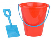 strandemmer met schep 22 cm rood/blauw 2-delig