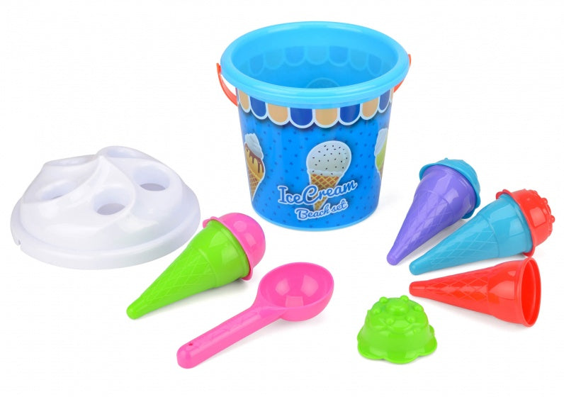 strandemmerset Ice Cream blauw/wit 7-delig